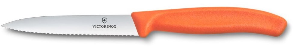 Victorinox Nůž na loupání Swiss Classic, špičaté vroubkované ostří, oranžový