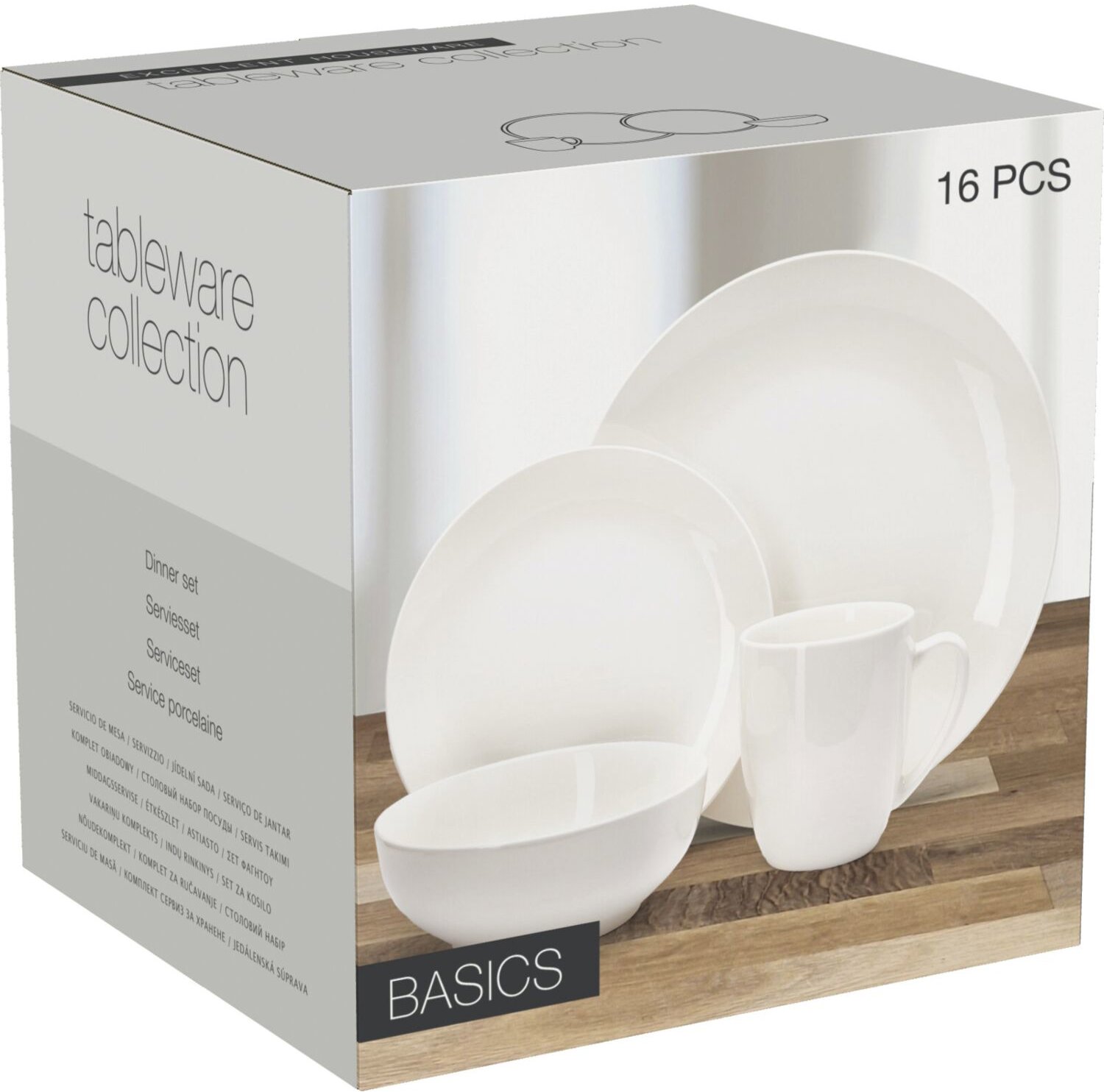 Gastro Sada nádobí 16dílná Bone China, bílý porcelán