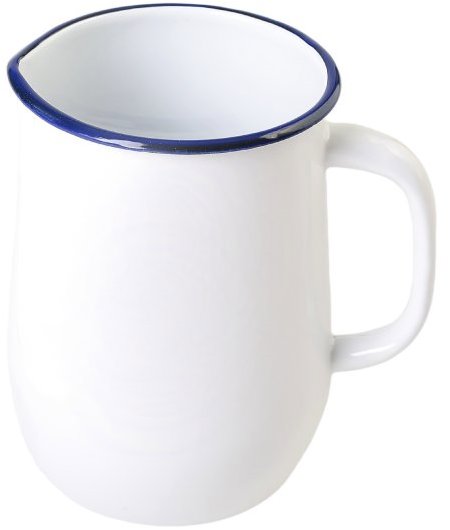 Olymp Smaltovaný džbán 14,5 cm, 2,5 l, bílý s modrým lemem 154/01b