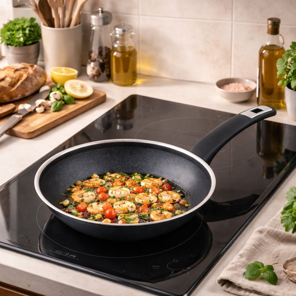 KOLIMAX COMFORT BLACK Pánev 22 cm s rukojetí, nízká