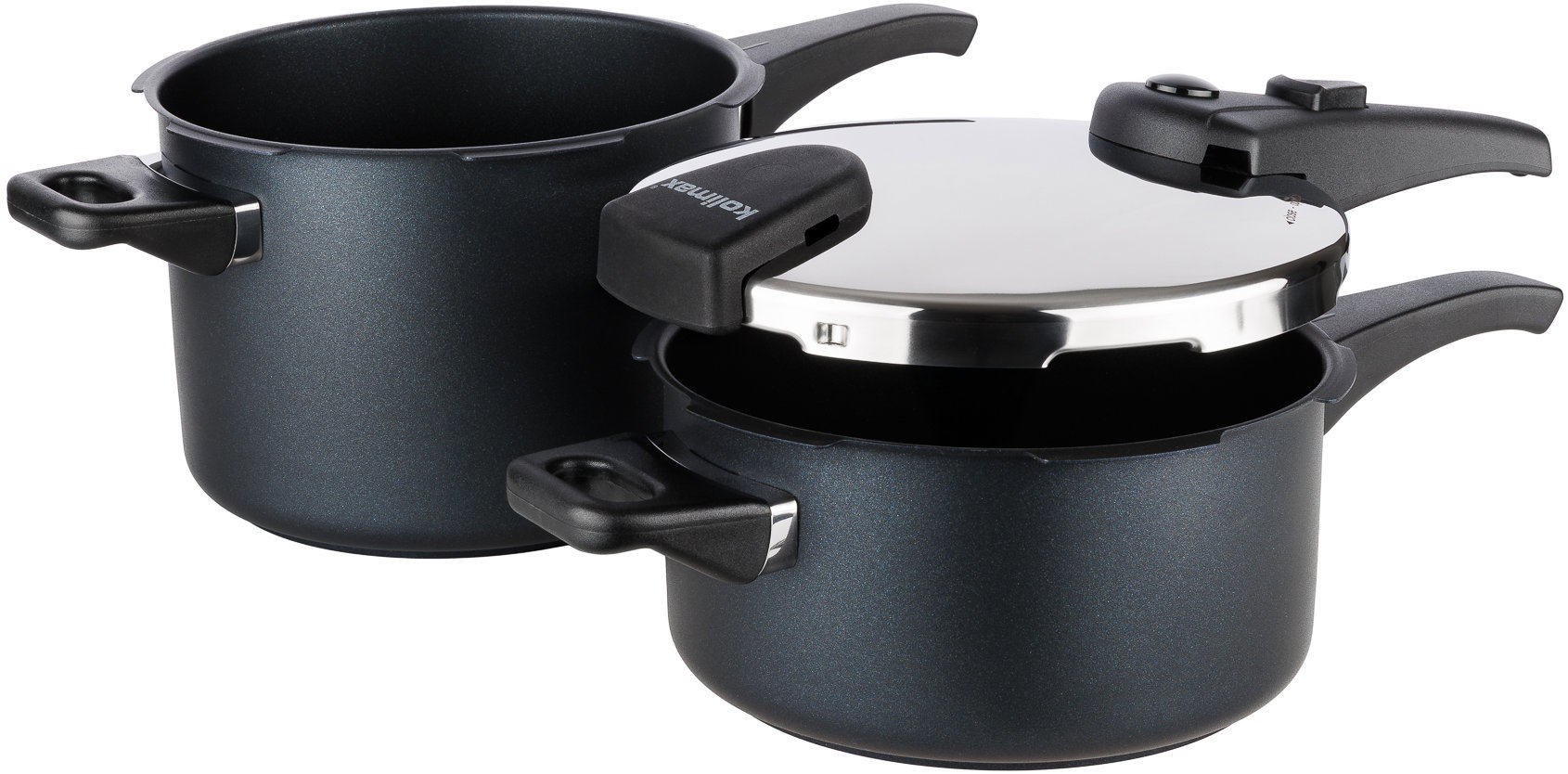 KOLIMAX Comfort Black Sada tlakových hrnců 22 cm 6 l + 4 l