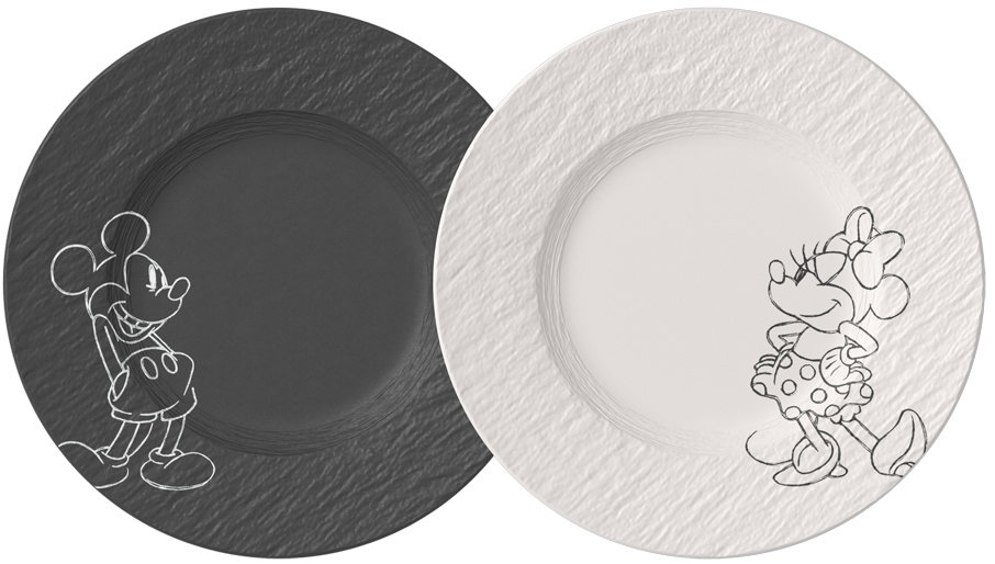 Villeroy & Boch Snídaňové talíře z kolekce Manufacture Rock – Mickey Mouse 22 cm, 2 ks