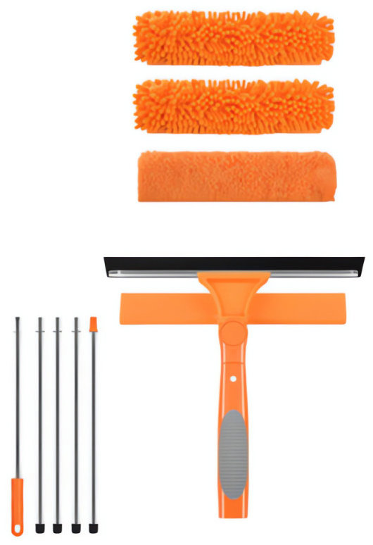 Ruhhy 27685 Teleskopická stěrka na okna 180 cm, 3 v 1, oranžová
