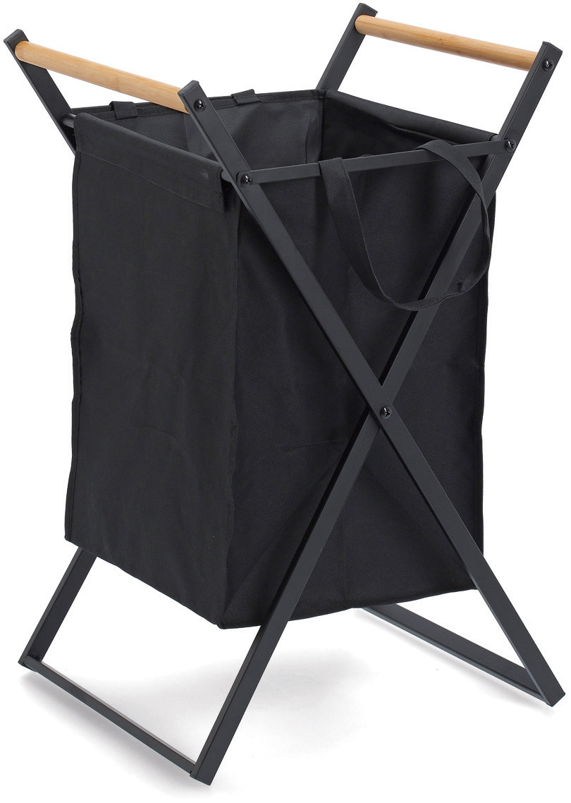 ZELLER Koš na prádlo černý, polyester, kov 36,2 × 35 × 68,5 cm