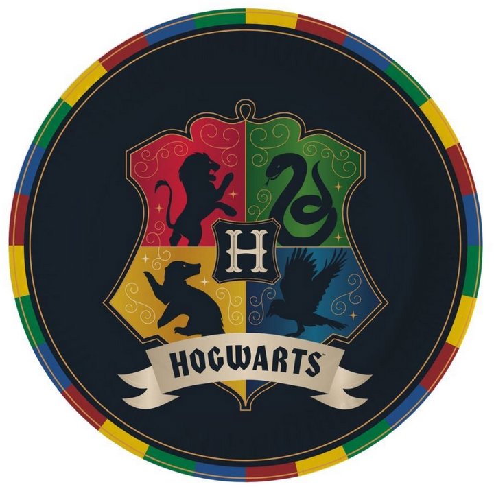Amscan Papírové talíře Harry Potter - Erb - čaroděj - 23 cm - 8 ks