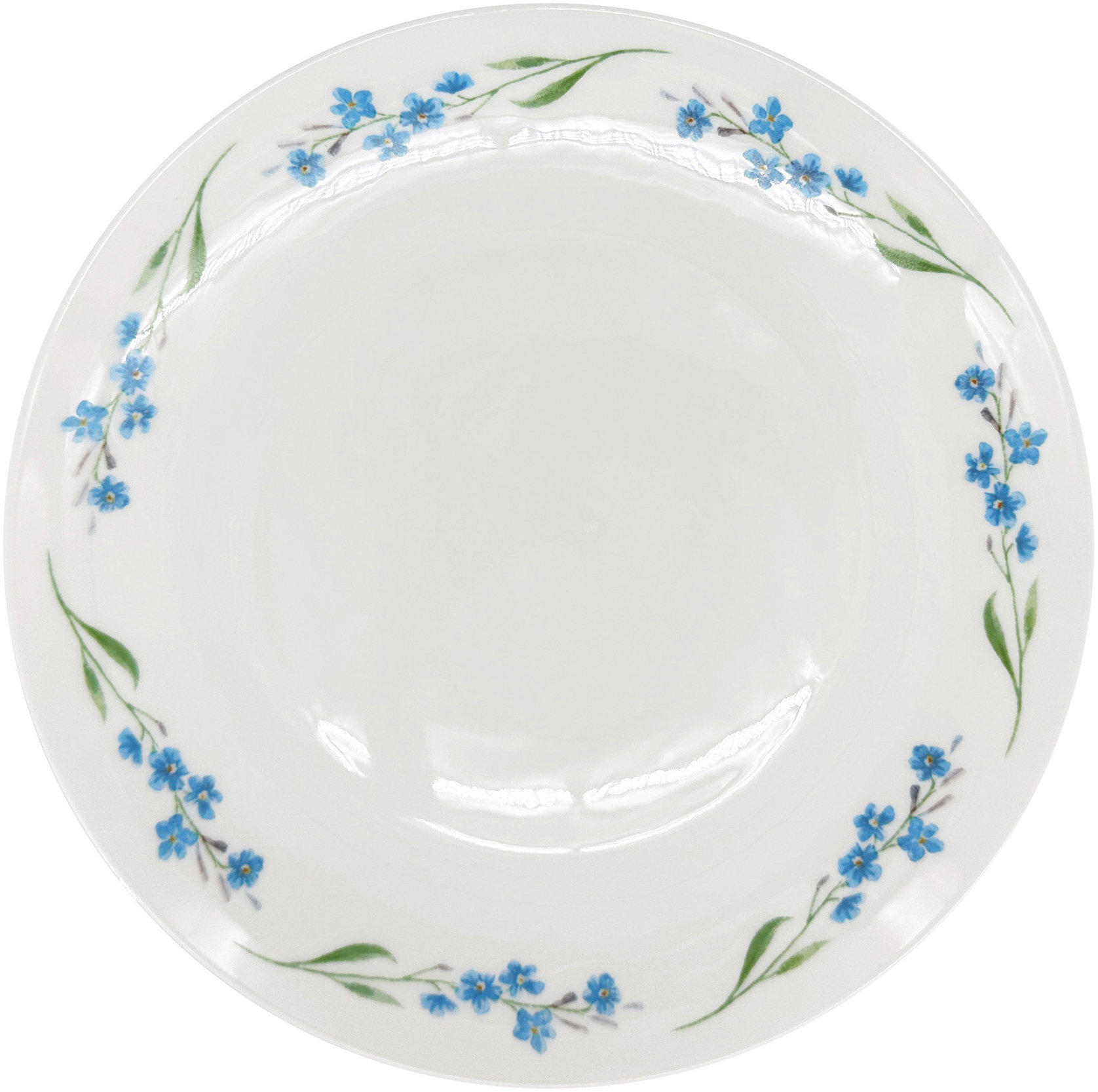 by inspire Porcelánový mělký talíř Luna Pomněnka, průměr 28 cm, bílý/modrý