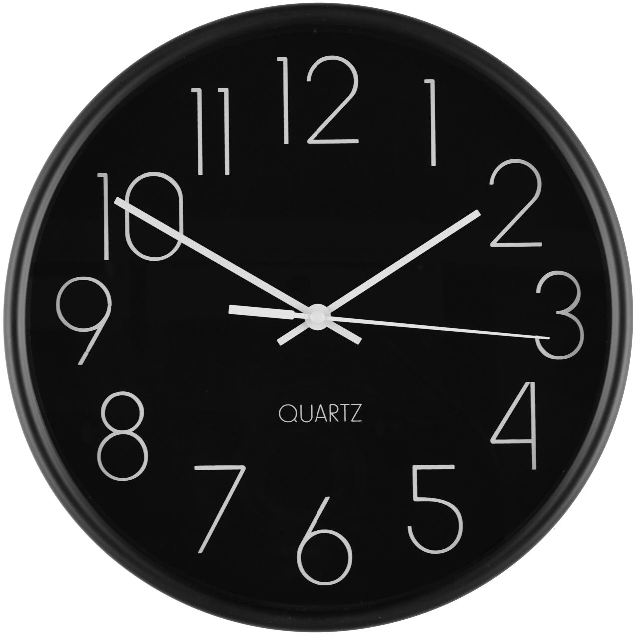 4Living Jednoduché nástěnné hodiny, průměr 25 cm, černé