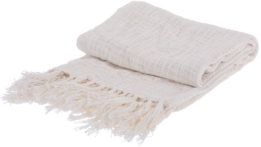 Home Styling Collection Přehoz na postel s třásněmi, 130 × 170 cm, bílý