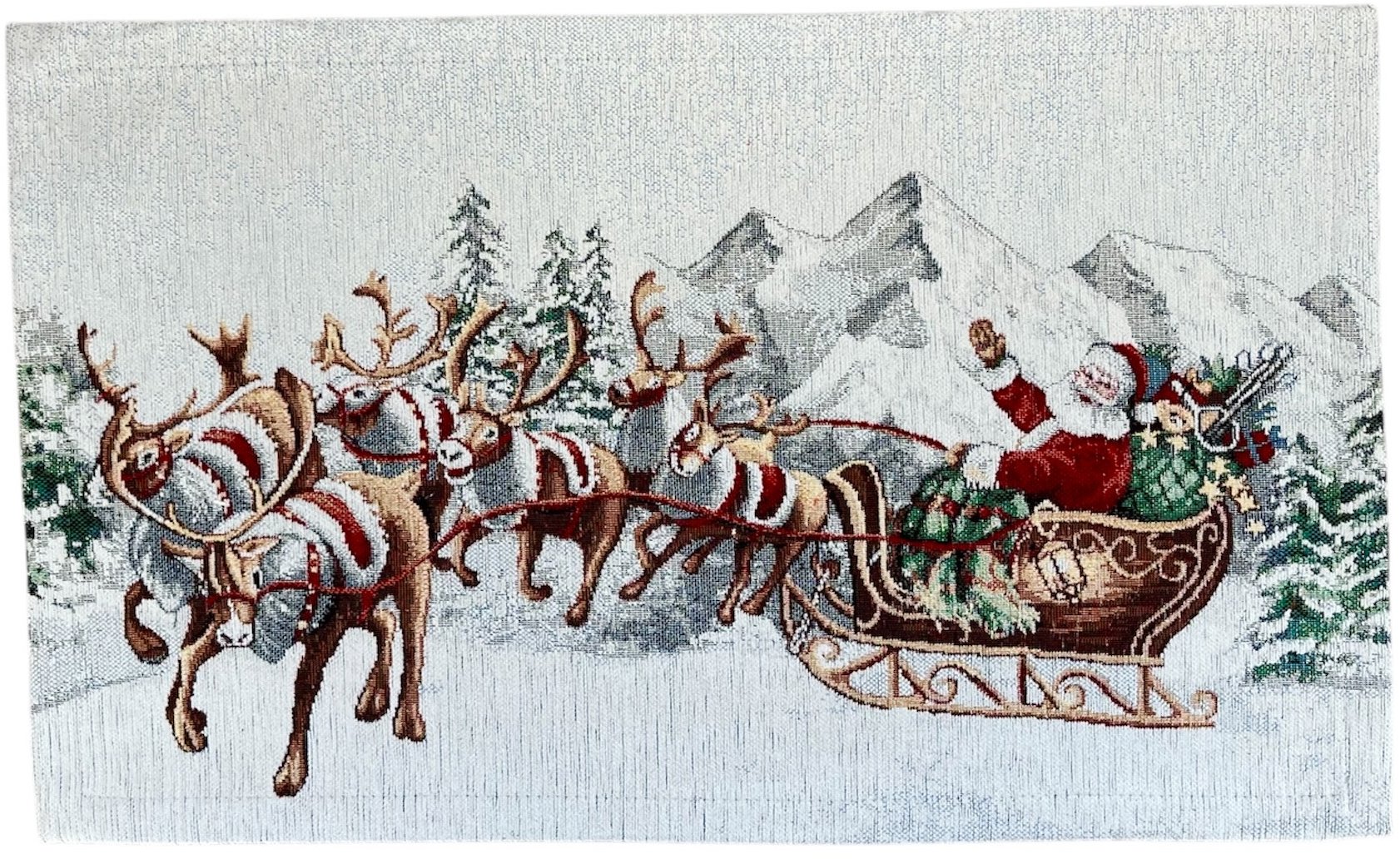 Home of Christmas Gobelínové vánoční prostírání s motivem 33 × 53 cm, Santa na saních
