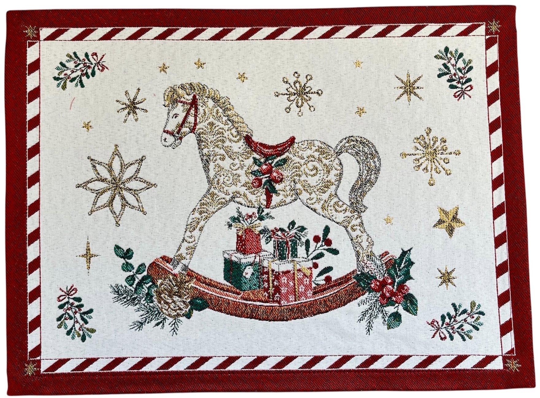 Home of Christmas Vánoční žakárové prostírání 35 × 45 cm, Houpací koník