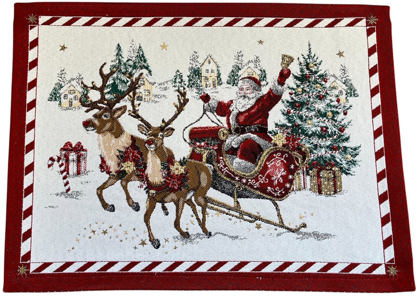 Home of Christmas Vánoční žakárové prostírání 35 × 45 cm, Santa na saních