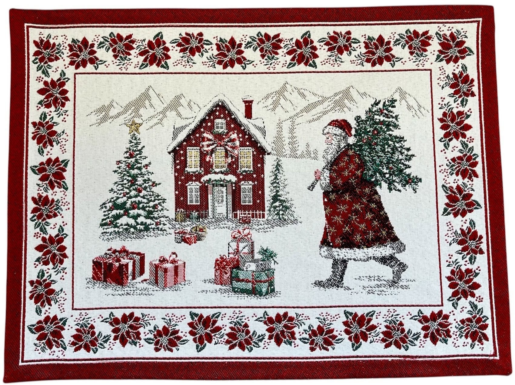 Home of Christmas Vánoční žakárové prostírání 35 × 45 cm, Santa se stromečkem