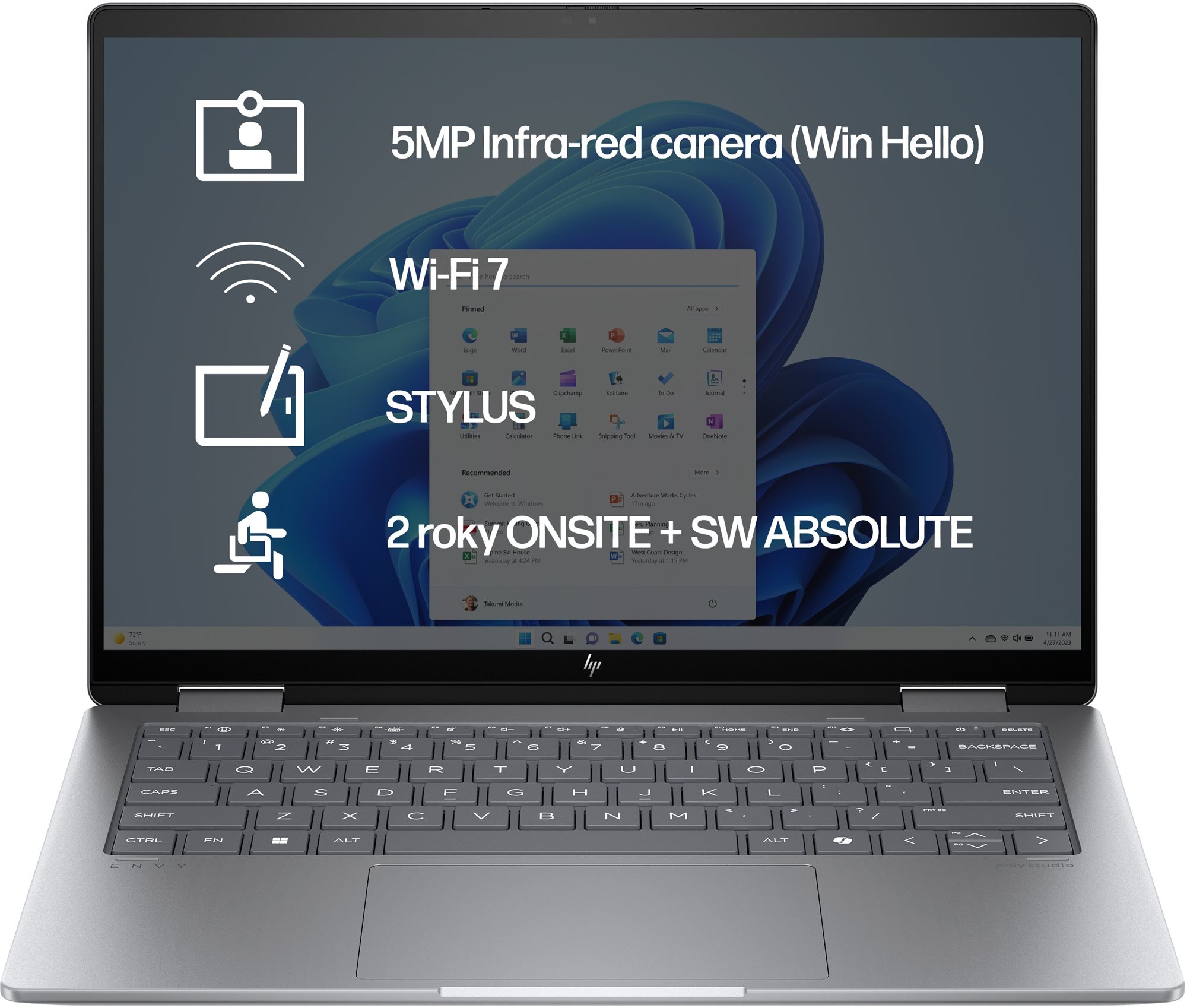 HP ENVY x360 14-fa0433nc Meteor Silver Celokovový