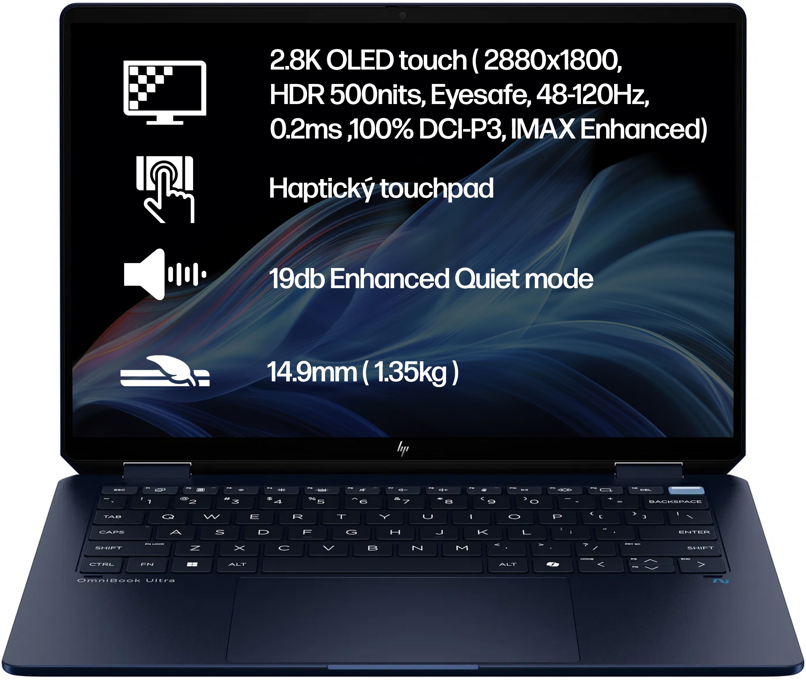 HP OmniBook Ultra Flip 14-fh0001nc v barvě Atmospheric Blue