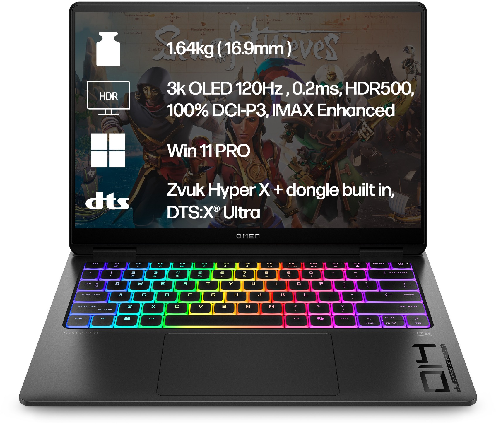 HP OMEN Transcend 14-fb1073nc Shadow Black - herní notebook