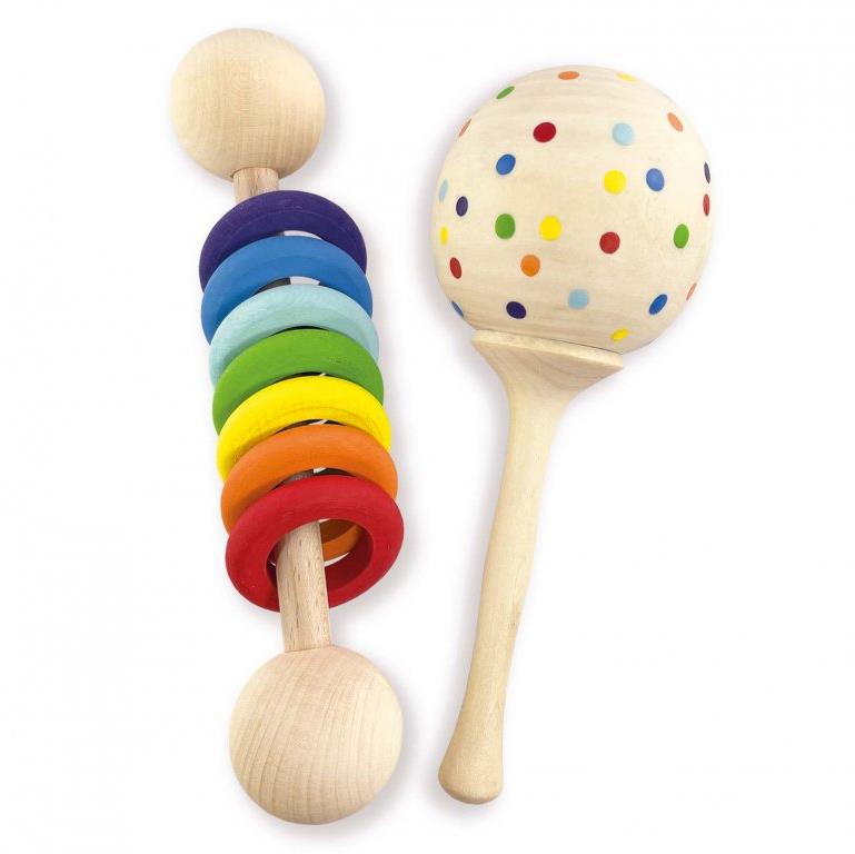 Ulanik Dřevěná sada chrastítek My Rainbow