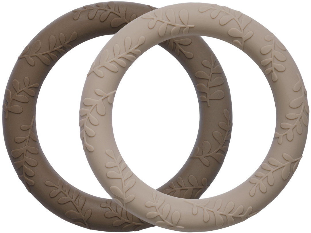 A Little Lovely Company Silikonová kousátka s listy - čoko krém, 2 ks