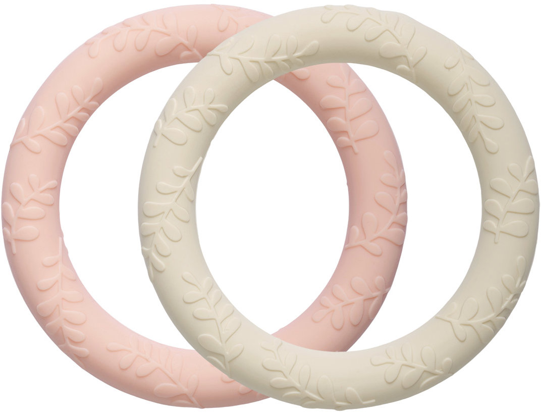 A Little Lovely Company Silikonová kousátka s listy - jahodový krém, 2 ks