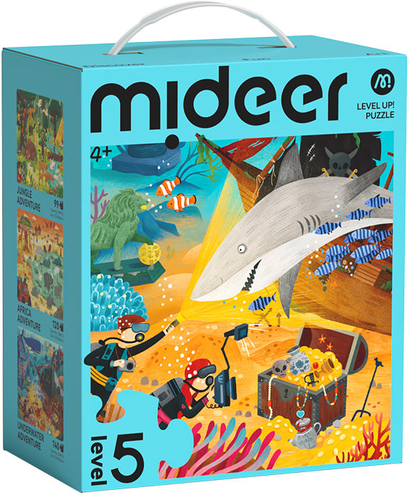 Mideer LEVEL UP! 05 - Úžasné dobrodružství puzzle 3v1 (99, 120 a 140 dílků)