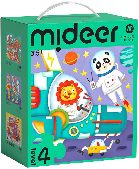 Mideer LEVEL UP! 04 - Dopravní prostředky puzzle 3v1 (54, 70 s 88 dílků)