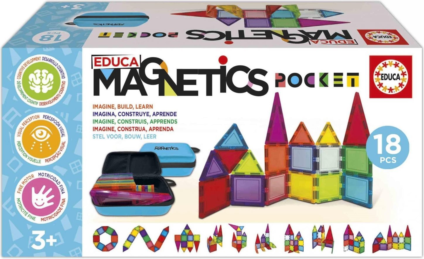 EDUCA Magnetická stavebnice Magnetics v pouzdře 18 dílků