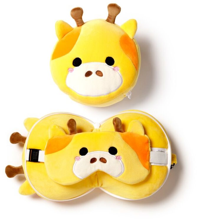 Relaxeazzz Cestovní polštářek a maska na oči - žirafa