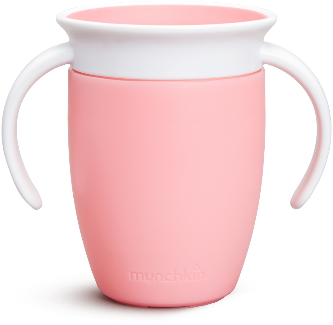 Munchkin Juniorský netekoucí hrneček 360°s oušky 207 ml růžový