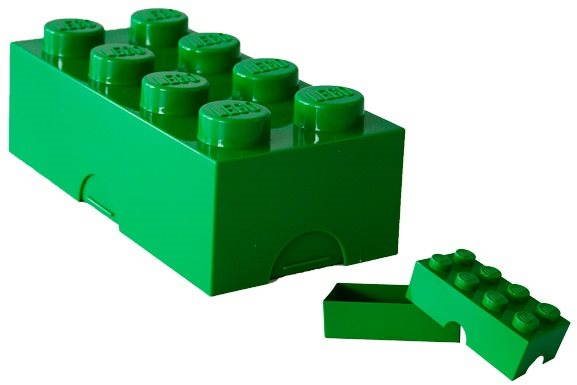 LEGO box na svačinu 100 x 200 x 75 mm - tmavě zelený