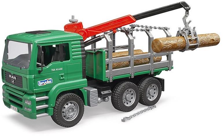 Bruder 2769 Nákladní auto MAN TGA Timber s nakládacím ramenem a 3 kmeny