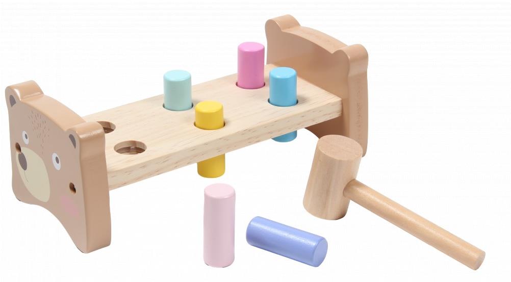 Hope Toys Dětská dřevěná zatloukačka – barevné kolíky
