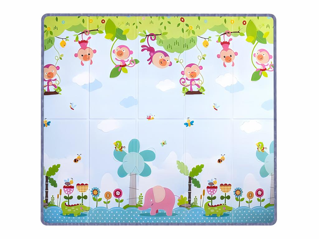 IMex Toys Skládací oboustranná podložka Jungle 200 × 180 × 1,5 cm