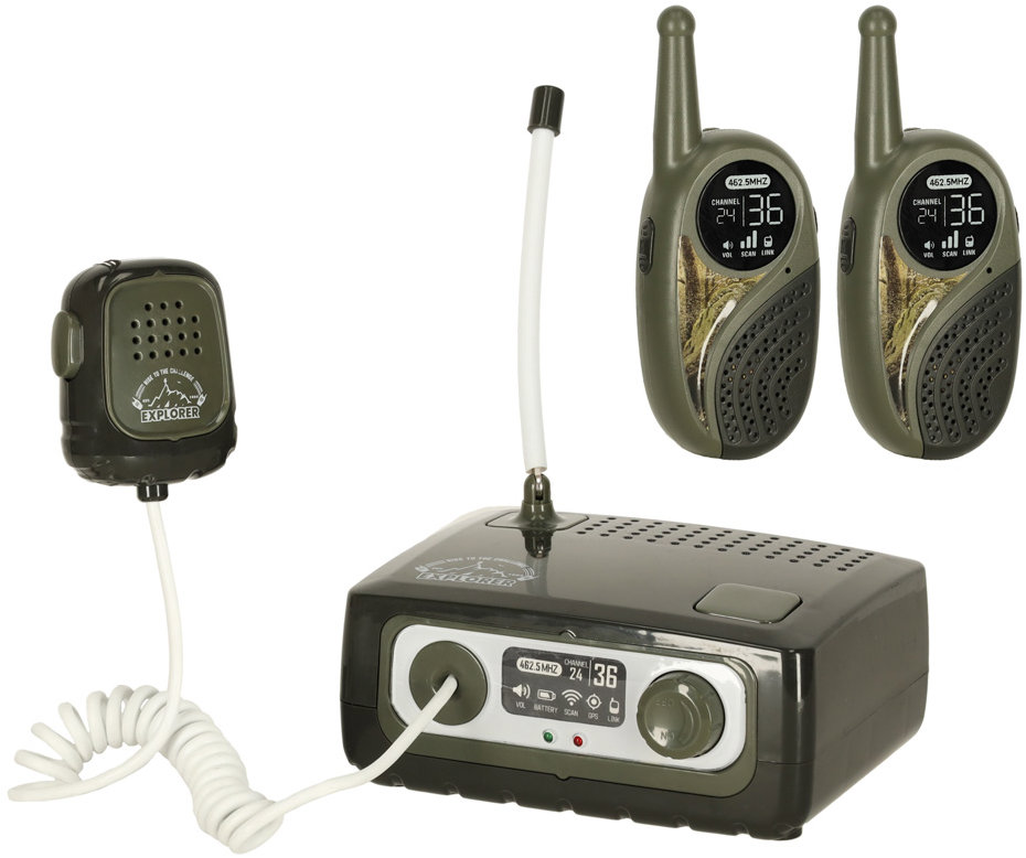 KIK KX3635 Vysílačky pro děti Walkie Talkie EXPLORER 3-Way, dosah 333 m, 2 ks, zelené