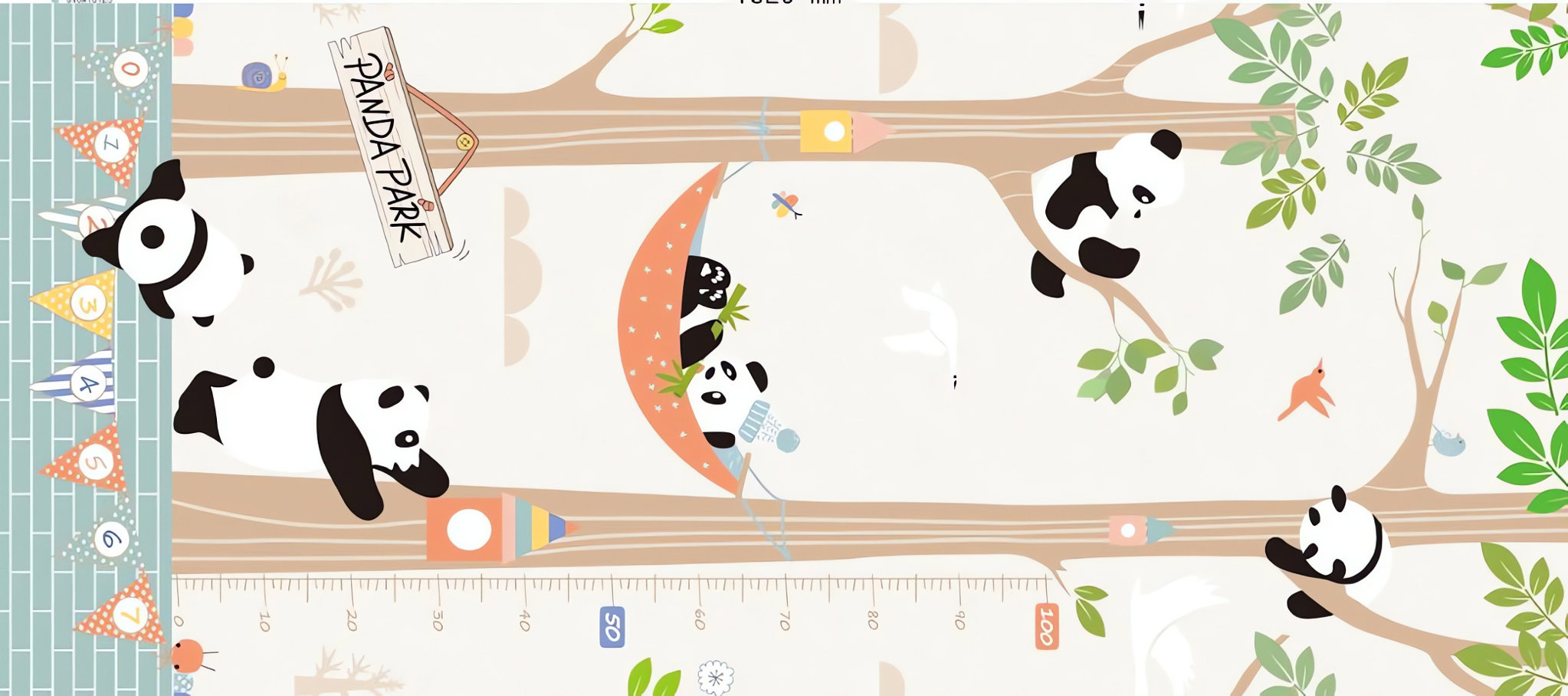 KIK KX4503 Vzdělávací pěnová oboustranná podložka PANDA PARK, 180 × 200 cm