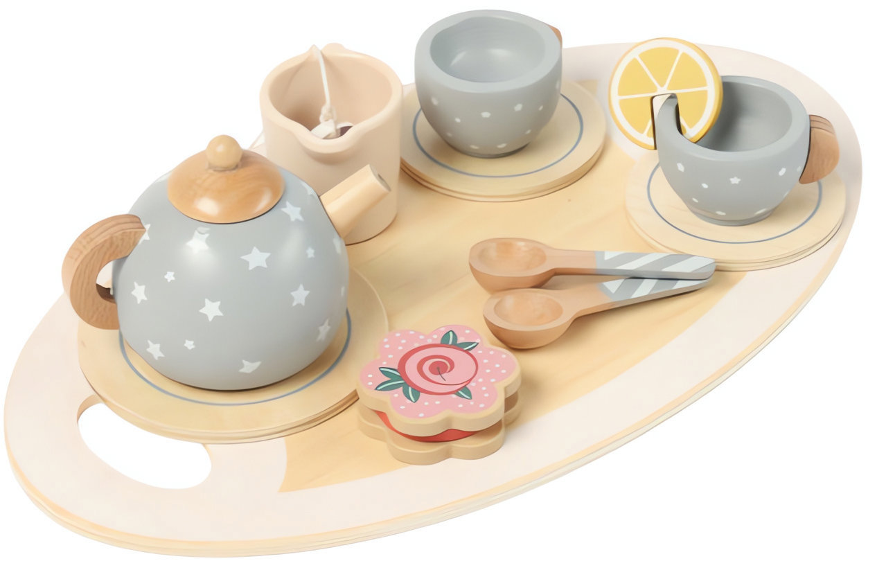 Kruzzel 26394 Dřevěný čajový set, 13 ks