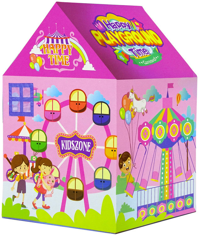 LEAN Toys 10520 Dětský stan zábavní park 123 × 82 cm, růžový