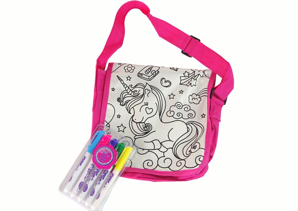 LEAN Toys 15995 Kreativní DIY sada Vybarvi si kabelku, jednorožec