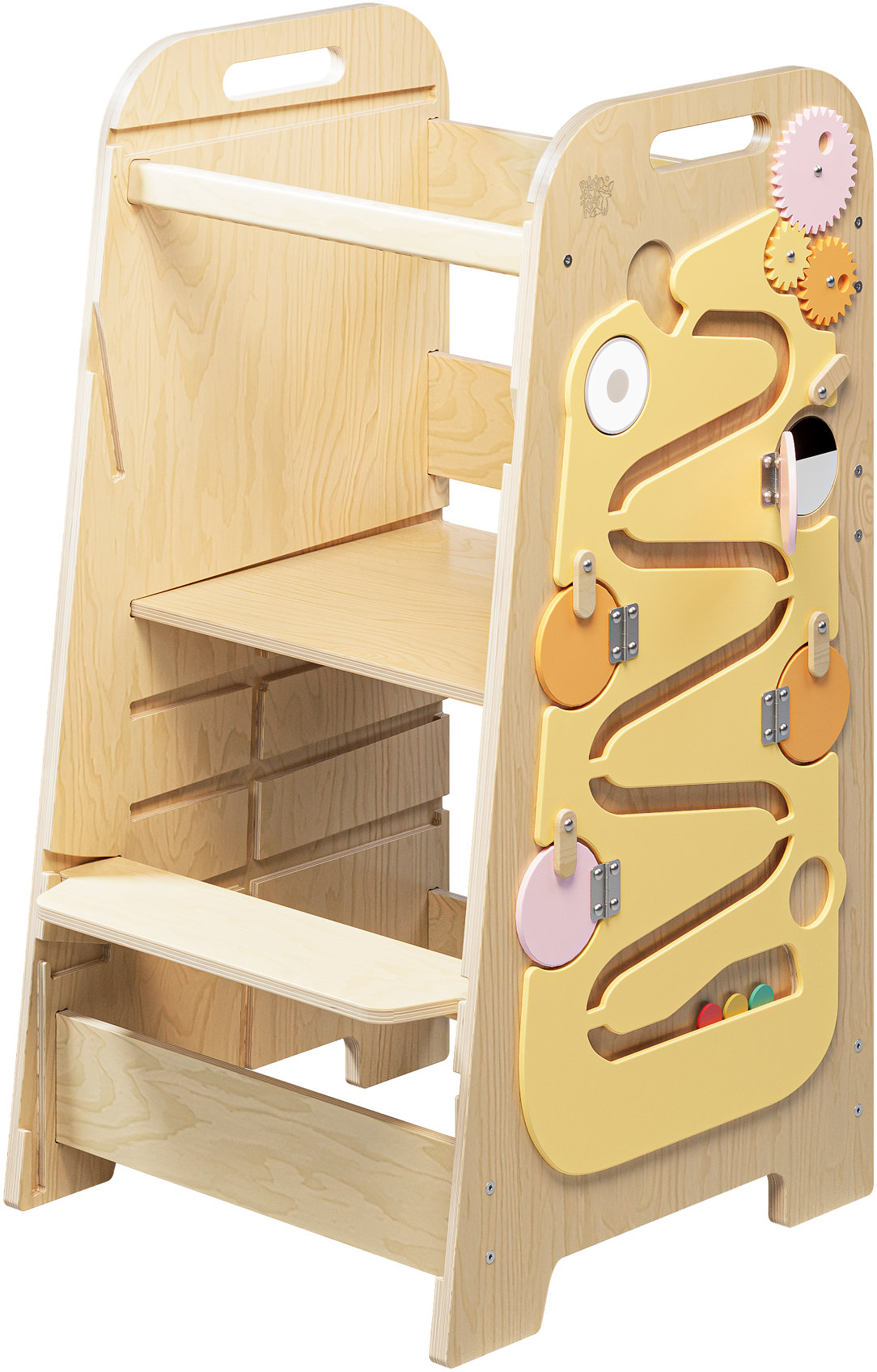 BusyKids Učící věž 5v1 Play XL rostoucí 89 cm – žluť