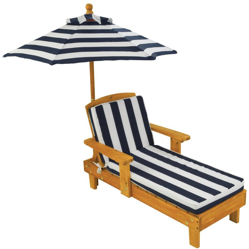 KidKraft Dětské zahradní lehátko Chaise Lounge se slunečníkem
