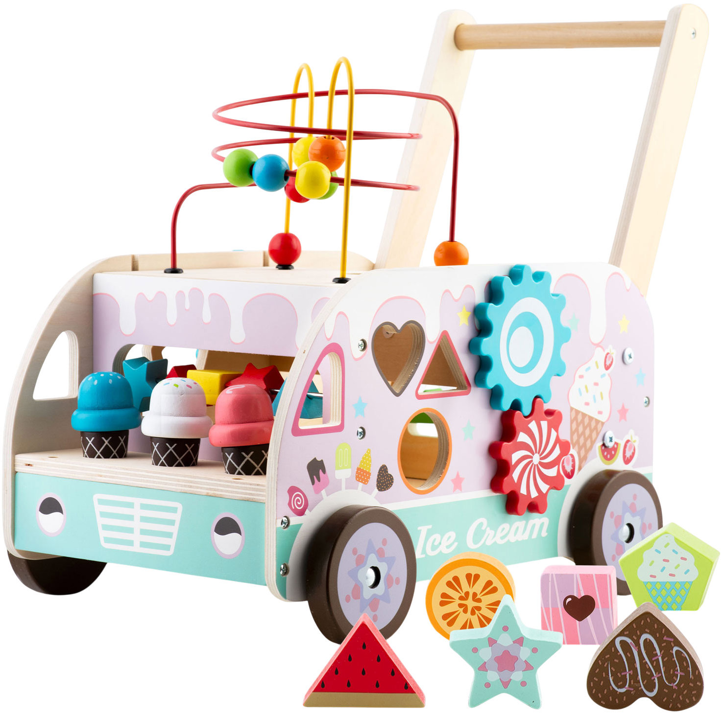 Ricokids RK-873 Dřevěné chodítko se zmrzlinami