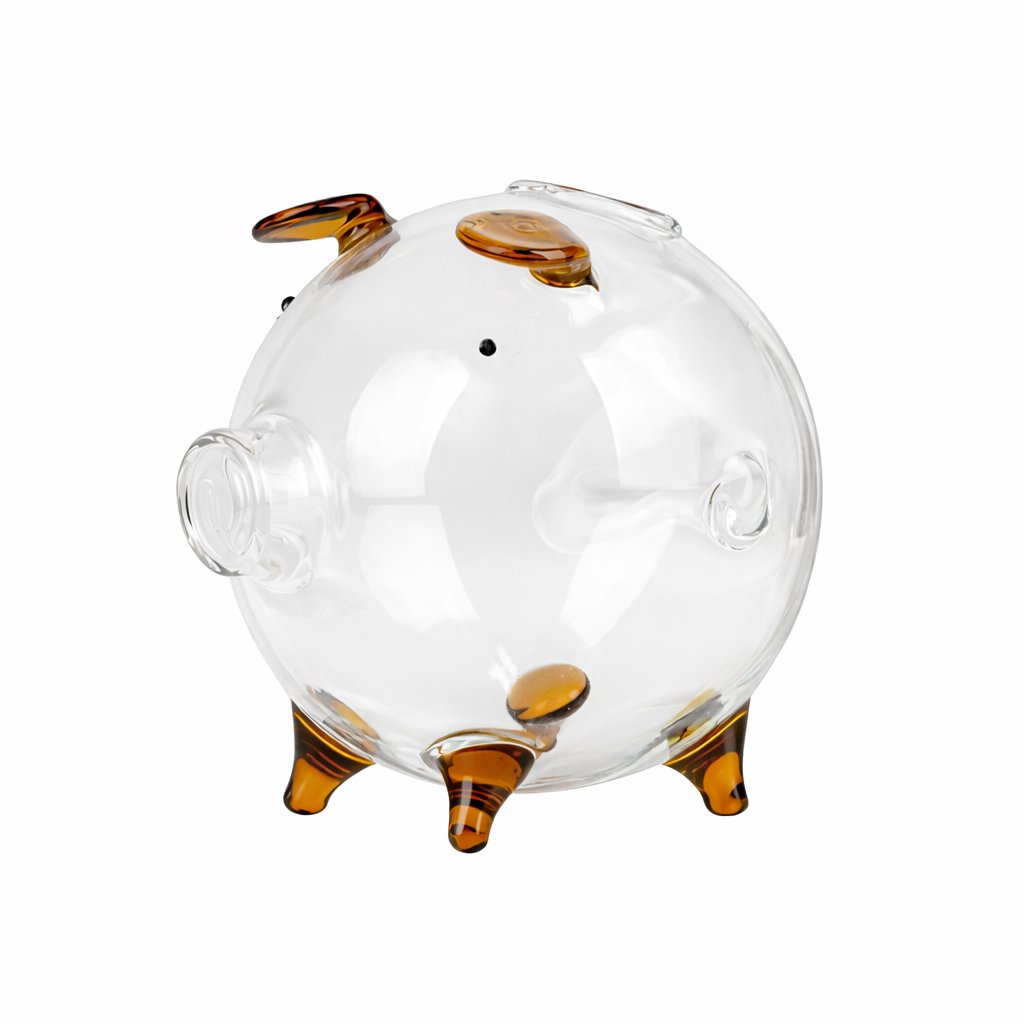 Verk 27693 Skleněná pokladnička prasátko s hnědými detaily
