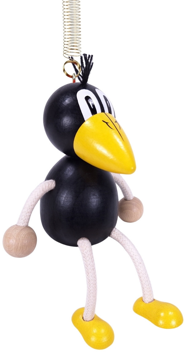 Krokido Havran - dřevěná figurka na pružině