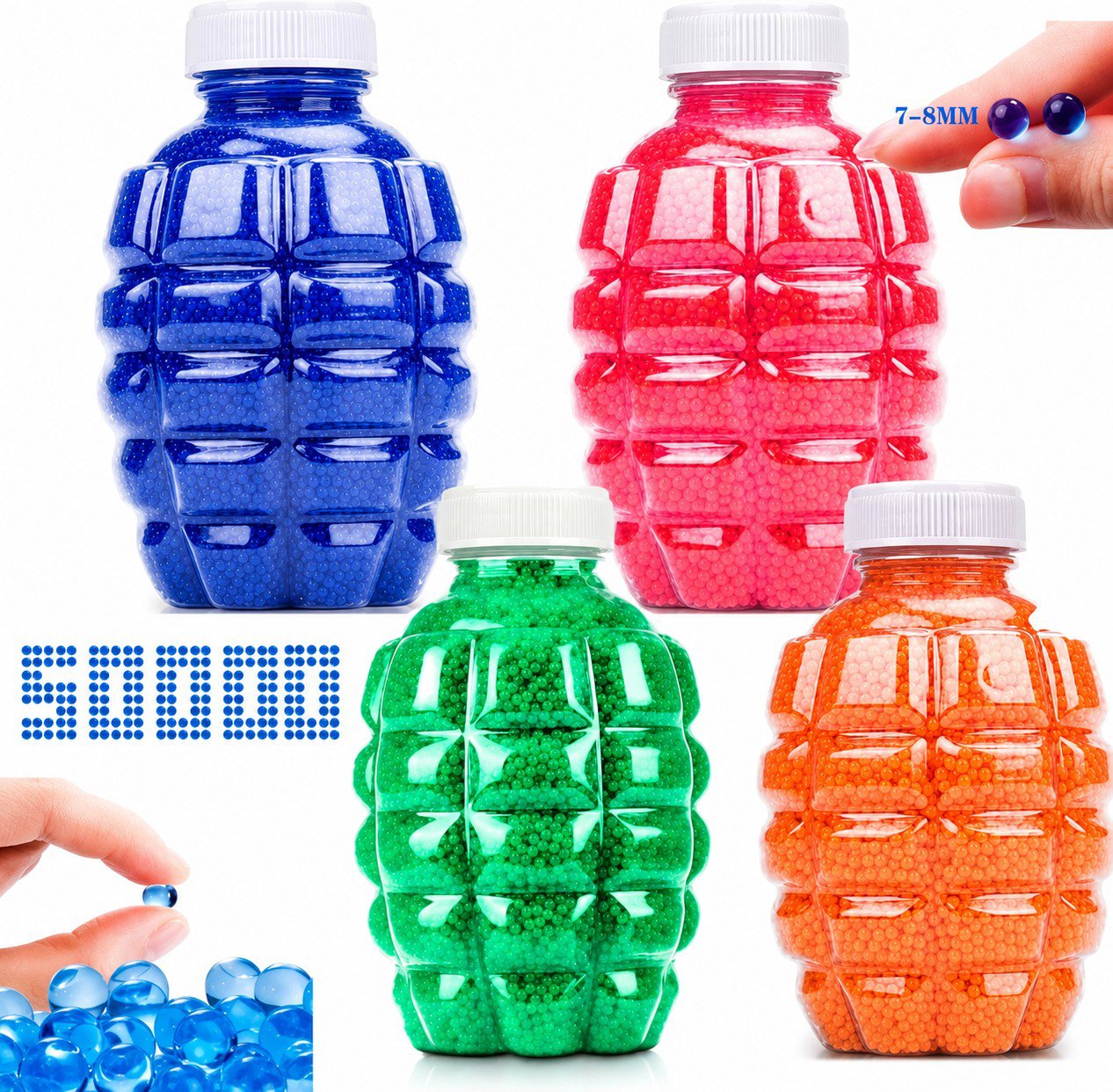 iMex Toys Hydrogelové kuličky, gelové náboje 50000 kusů, 7 - 8 mm, různé barvy