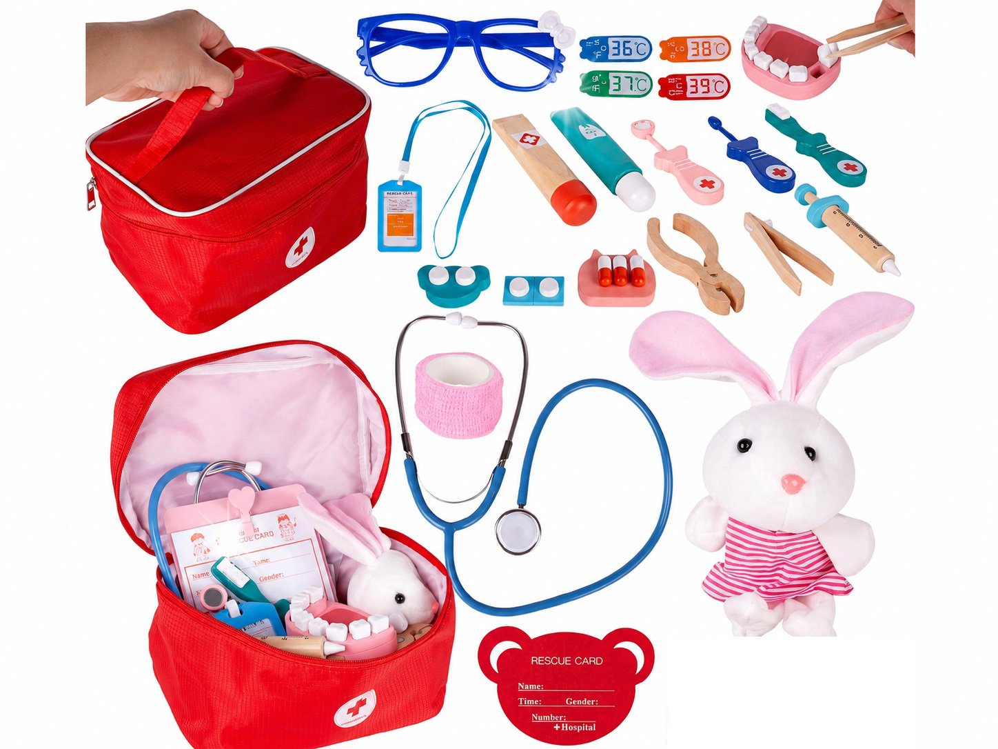 iMex Toys Doktorská sada XXL, červený kufřík