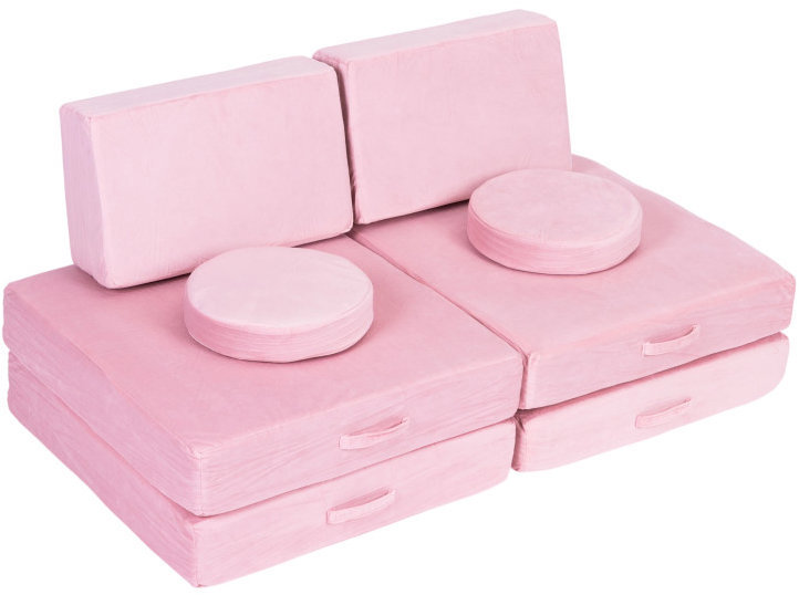 EcoToys TMSRT-14 Modulární skládací pohovka, dvoumístná, 8 polštářů, růžová