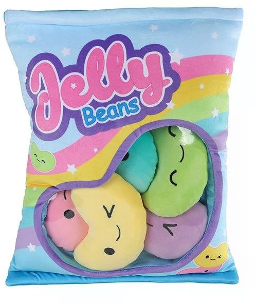 Mikrotrading Fluffy Menu želé fazolky plyšové v plyšovém polštáři 18 cm 5 ks