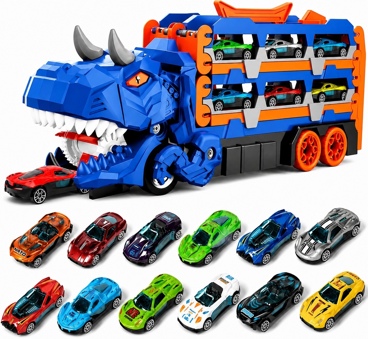 iMex Toys Dinosauří tahač 3v1 a 12 autíček
