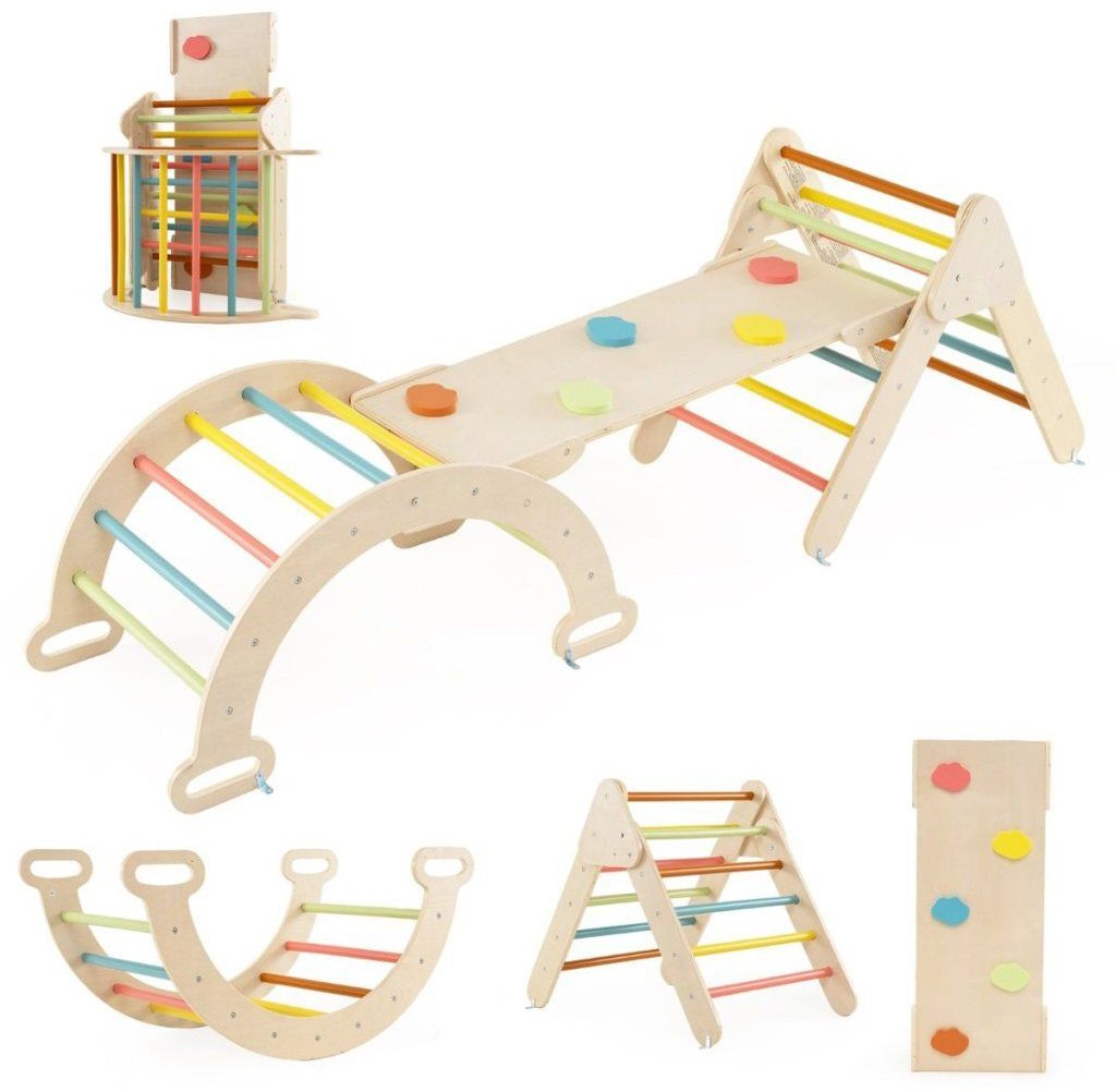 Costway Montessori Piklerové trojúhelník sada s houpačkou a skluzavkou Multicolor