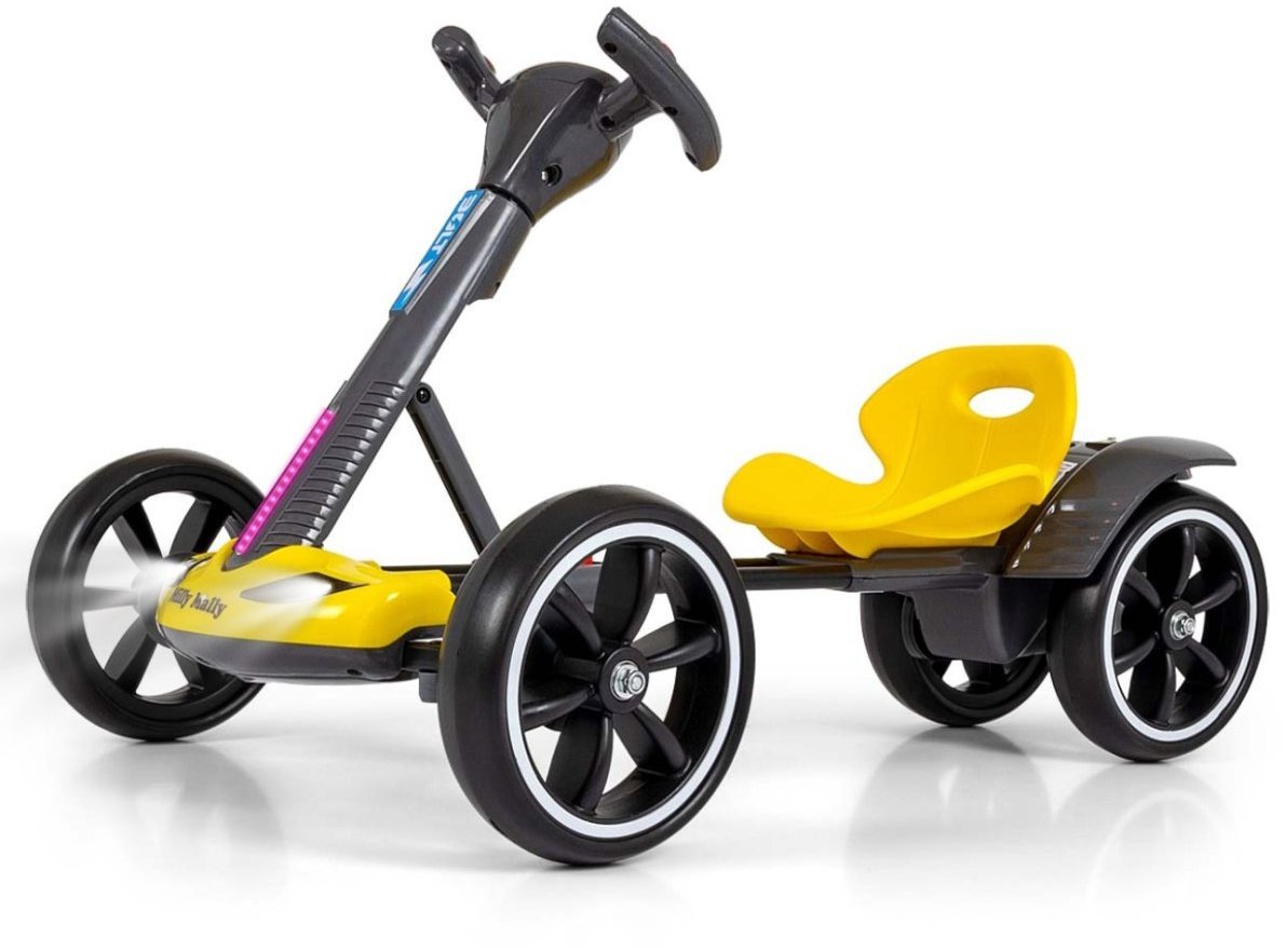 Milly Mally Elektrický gokart BOLT, dětská motokára s dálkovým ovládáním, LED, Bluetooth, žlutá