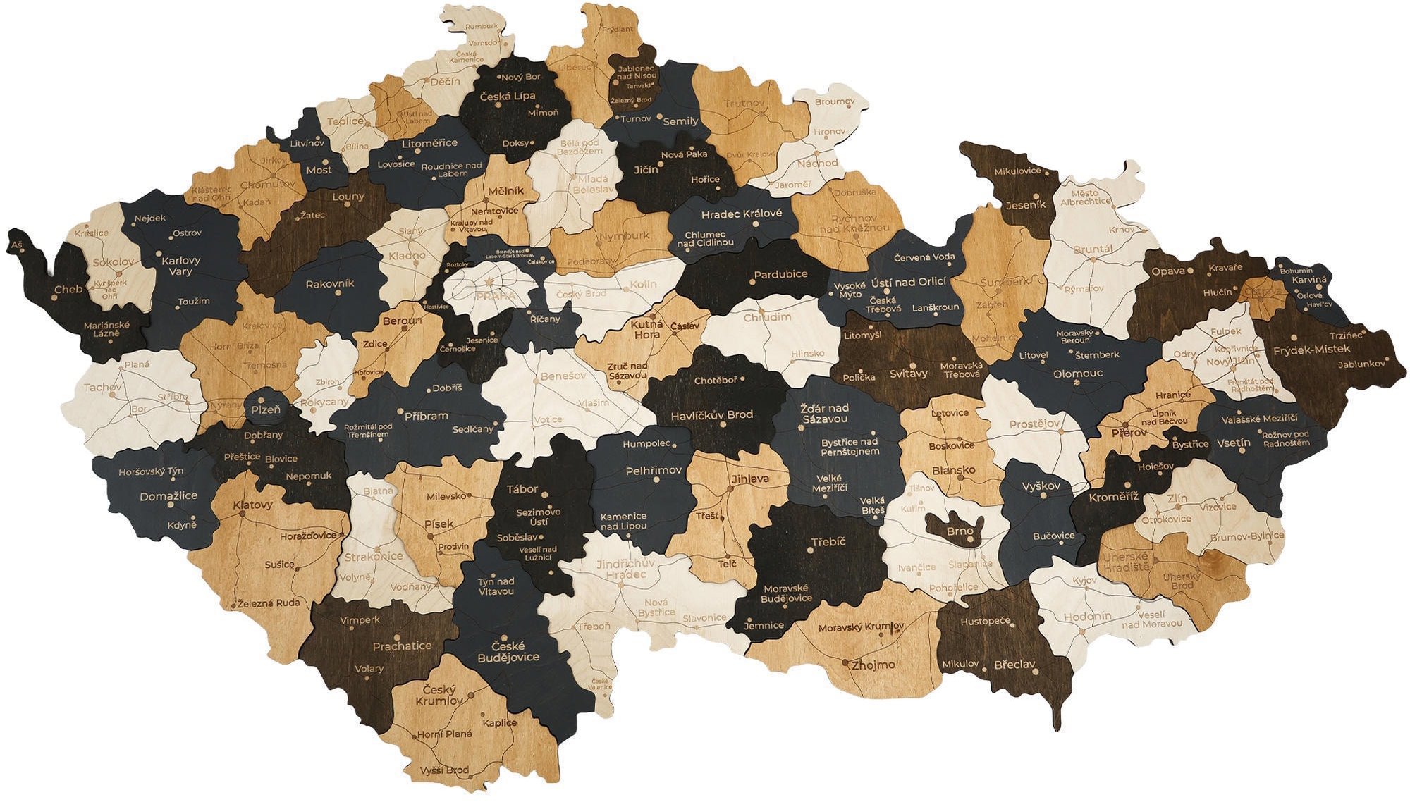 BusyKids Dřevěná mapa České republiky na zeď XL
