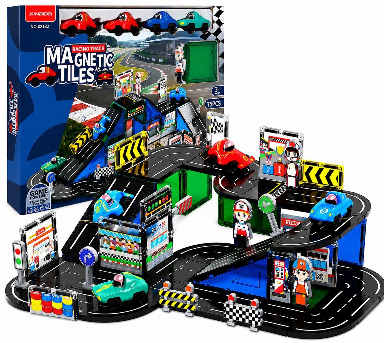 iMex Toys Magnetická stavebnice závodní dráha 75 ks